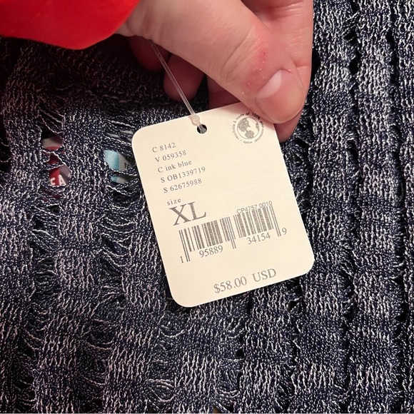 Free People NWT Beach Bonnie Sweater Tunic Top Dress XL Dark Blue Vacation Swim - Picture 5 of 13